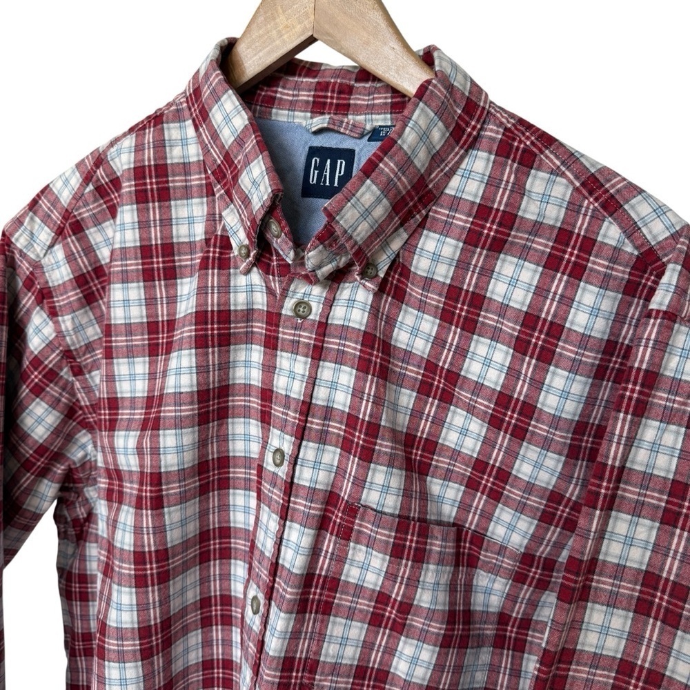 VTG! GAP Men’s XL Long Sleeve Button Up Shirt Pocket Heavy Cotton Plaid Casual
